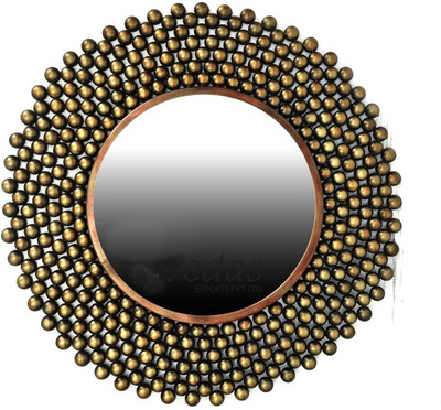 

VedasExports Parul Mirror Decor Decorative Showpiece - 77.5 cm(Iron, Gold)