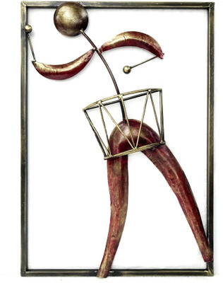 

VedasExports Hand Drum Wall Decor Decorative Showpiece - 62.5 cm(Iron, Gold)