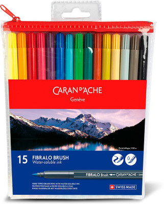 

Caran dAche 186.715 Fibralo Fibre Tipped Brush Nib Sketch Pens(Set of 15, Multicolor)