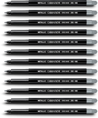 

Caran dAche 285.498 Fancolor Mettalic Fibre Tipped Medium Nib Sketch Pens(Set of 12, Silver)
