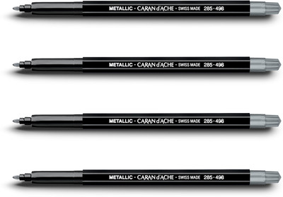 

Caran dAche 285.498 Fancolor Mettalic Fibre Tipped Medium Nib Sketch Pens(Set of 4, Silver)