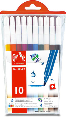 

Caran dAche 285.910 Fancolor Water Soluble Fibre Tipped Medium Nib Sketch Pens(Set of 10, Multicolor)