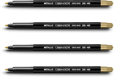 

Caran dAche 285.499 Fancolor Mettalic Fibre Tipped Medium Nib Sketch Pens(Set of 4, Gold)