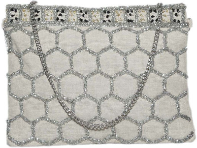 

Diwaah Women Evening/Party Grey Cotton Sling Bag