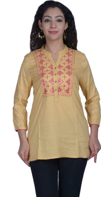 25% OFF on City Cavos Casual 3/4 Sleeve Embroidered Women Beige