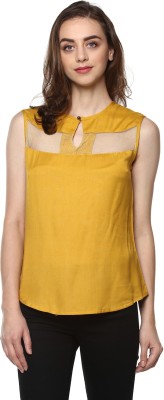 MAYRA Casual Sleeveless Solid Women Yellow Top