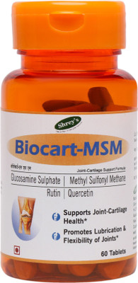 

Shrey's Biocart-MSM Glucosamine, MSM, Quercetin & Rutin - 60 Tablets (for Optimal Joint-Cartilage Support & Pain Relief)(60 No)