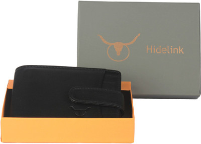 

Hidelink Men Black Genuine Leather Wallet(6 Card Slots)