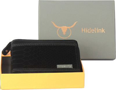 

Hidelink Men Black Genuine Leather Wallet(6 Card Slots)