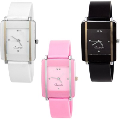 Keepkart GLORY KAWA White Black Pink Multicolour Friday Watches Combo For Women And Girls 001 Watch  - For Girls   Watches  (Keepkart)
