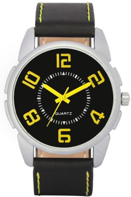 FASHION POOL VOLGA MEN'S WATER PROOF MOST STYLISH WATCH WITH PERFECT COMBO OF BLACK YELLOW MOST UNIQUE ROUND DIAL COLOR COMBO WITH ANTI ALLERGIC FULL BLACK LEATHER BELT PROFESSIONAL & CASUAL WEAR WATCH FOR FESTIVAL SPECIAL Watch  - For Boys   Watches  (FASHION POOL)
