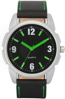 FASHION POOL VOLGA MEN'S MOST STYLISH PERFECT COLOR COMBO OF BLACK & GREEN UNIQUE ROUND DIAL WITH ANTI ALLERGIC LEATHER BELTS PROFESSIONAL & CASUAL WEAR WATCH FOR FESTIVAL SPECIAL Watch  - For Boys   Watches  (FASHION POOL)