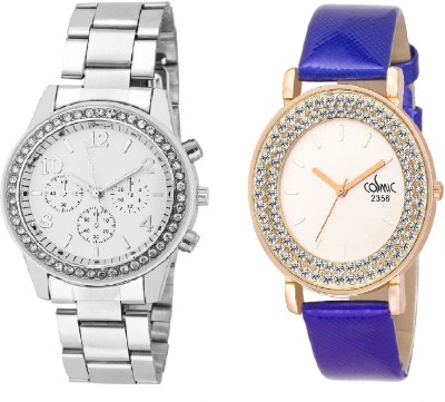 COSMIC Rhinestone Studded Analog WHITE Dial WITH DIAMOND STUDDED AND GLAMOROUS DIVA LADIES PARTY WEAR Watch  - For Women   Watches  (COSMIC)