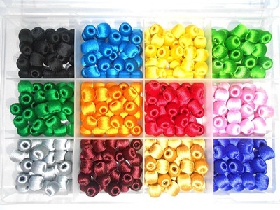 

GOELX Silk Thread Beads,Colorful Silk Wrapped Beads Set, 12 Colors Set 360 Beads With Storage Box!!