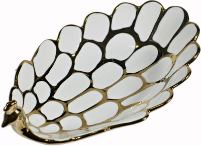 

La Platina Fine Porcelain Peacock Plate Ceramic Disposable Bowl Set(White, Pack of 1)
