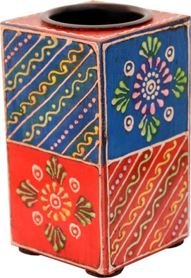 

Purpledip Purpledip Wooden T Light Candle Holders Handpainted (Set of 2) Indian souvenir, gift (10996) Wooden 2 - Cup Candle Holder(Multicolor, Pack of 1)