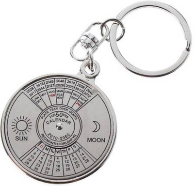 

Mahvi Toys 50 years Calender with Sun & moon position metal Key Chain(Silver)