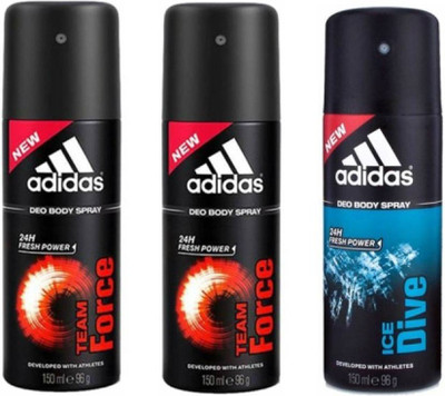 ADIDAS Team Force Ice Dive Deodorant Spray - For Men(450 ml, Pack of 3)