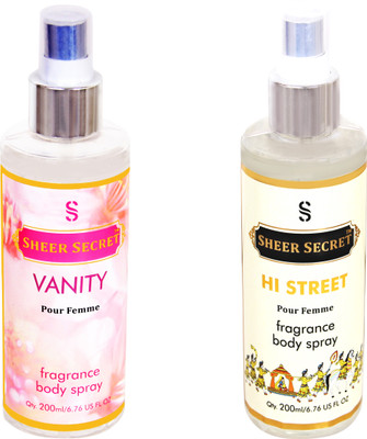 

SHEER SECRET VANITY WOMEN::HI STREET WOMEN Body Mist - For Women(400 ml, Pack of 2)