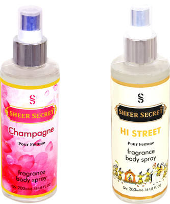 

SHEER SECRET CHAMPAGNE WOMEN::HI STREET WOMEN Body Mist - For Women(400 ml, Pack of 2)