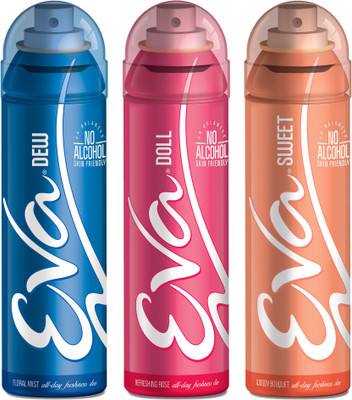 

EVA Deodorant Spray, Doll, Sweet & Dew ,125ml - Combo 3 Deodorant Spray - For Women(125 ml, Pack of 3)