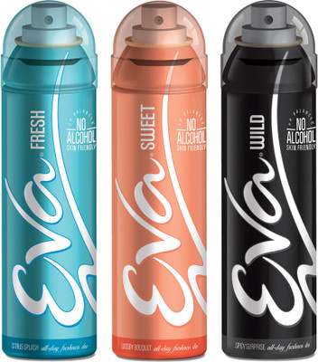 

EVA Deodorant Spray, Fresh, Wild & Sweet ,125ml - Combo 3 Deodorant Spray - For Women(125 ml, Pack of 3)