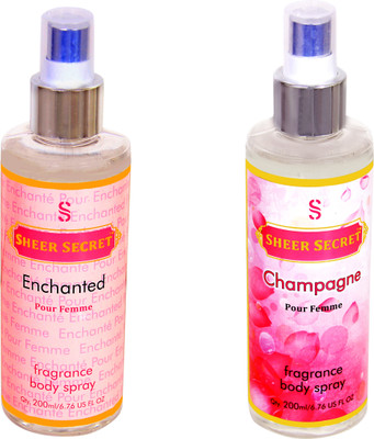 

SHEER SECRET ENCHANTED WOMEN::CHAMPAGNE WOMEN Body Mist - For Women(400 ml, Pack of 2)
