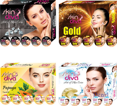 

SkinDiva Diamond Gold Papaya Pearl Facial Kit 80 g(Set of 4)
