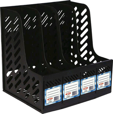 

silvi Plastic Plastic File / Magazine / File and Book Rack - XL - Black With 4 Tier …(Set Of 1, Black)