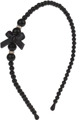 Fayon Daily Casual Work Black Pearl Beaded Bow Headband Hair Band(Black)
