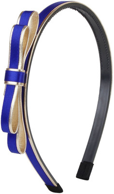 

Fayon Designer Modern Dark Blue Covered With Golden Bow Headband Hair Band(Blue)