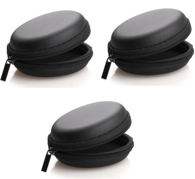 RETRACK Leather Zipper Headphone Pouch For Universal(Black)