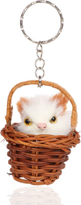 

Ryka Collection Cute Kitty In Woden Basket Key Chain