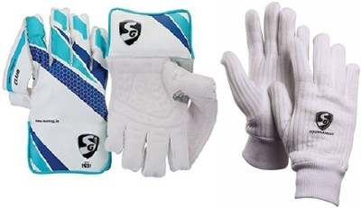 

SG Combo of two, one pair of 'Club' cricket Wicket Keeping Gloves and one pair of 'Tournament' Inner Gloves (Men's) (Color On Availability)- Cricket Kit