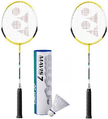 

Yonex Combo of Two, Two 'B-5000' Badminton Racquet and 1 Box 'Mavis-7' Shuttlecock (Pack of 6) (Color On Availability)- Badminton Kit