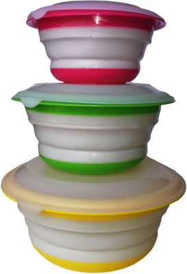 

KIDOZ KINGDOM MOULDSURE FOLDING COINTAINERS 3 Containers Lunch Box(1400 ml), Multicolor
