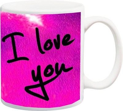 

Stylotrendz I Love You Dark Pink Theme Coffee Ceramic Mug(325 ml), White