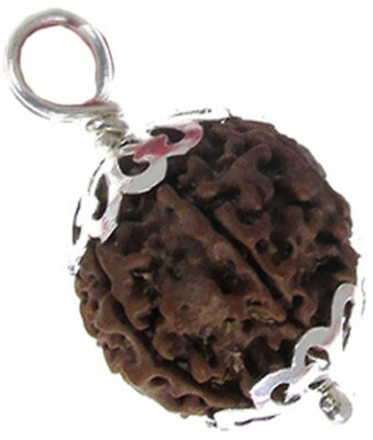SHIVOHAM 5 Mukhi Rudraksha Lab Certified Pure Silver Cap Locket Silk Dori Locket