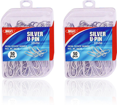 

silvi Silver, 400 Pieces Silver Tone Metal U Shape Paper Pin(Size:35 mm) … Pins(Set Of 400, Silver)
