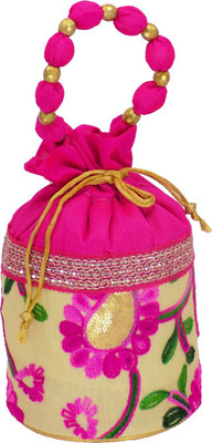 

Bagaholics Ethnic Silk Potli Batwa Pouch Bag Potli(Pink)