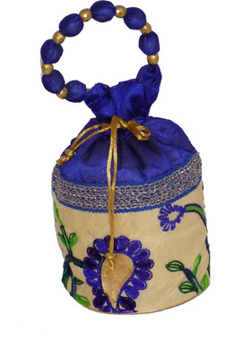 

Bagaholics Ethnic Silk Potli Batwa Pouch Bag Potli(Blue)