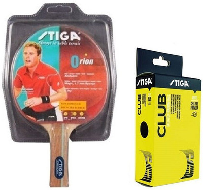 

Stiga Combo of Two , One Orion Table Tennis Racquet and One CLUB 40+ Ping Pong Ball Box- Multicolor Table Tennis Racquet(80 g)