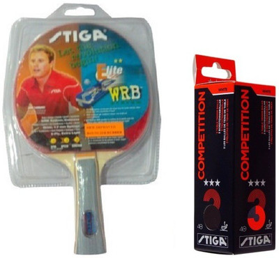 

Stiga Combo of Two , One ELITE Table Tennis Racquet and One Competition Ping Pong Ball Box- Multicolor Table Tennis Racquet(G4, 80 g)
