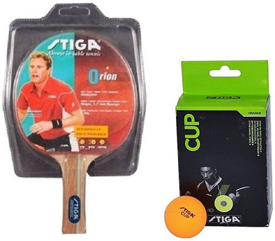 

Stiga Combo of Two , One Orion Table Tennis Racquet and One Cup Ping Pong Ball- Multicolor Table Tennis Racquet(G4, 80 g)
