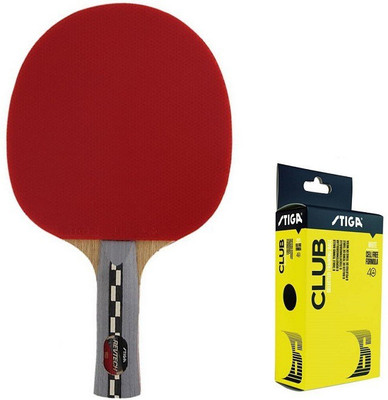 

Stiga Combo of Two , One Revtech Table Tennis Racquet and One Club 40 + Ping Pong Ball box - Multicolor Table Tennis Racquet(80 g)