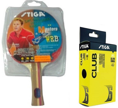 

Stiga Combo of Two , One Masters Table Tennis Racquet and One Club 40 + Ping Pong Ball- Multicolor Table Tennis Racquet(80 g)
