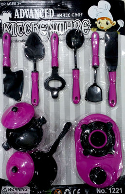 SS Traders -New Look Purple and Black Coloured Kitchen Set For Kids