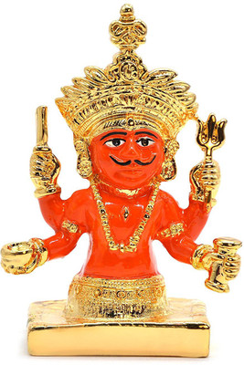 

iKraft God Shri Nakoda Bhairav Statue Lord Nakodaji idol for Car Dashboard Home Décor Decorative Showpiece - 12.5 cm(Alloy, Orange)
