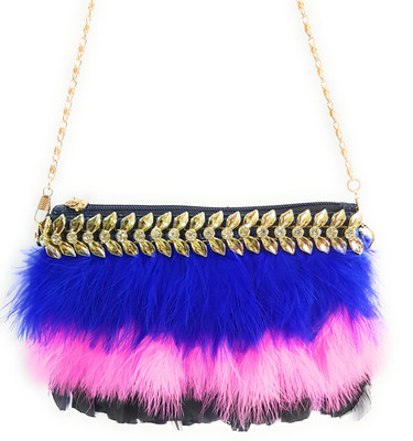 

Iios Women Evening/Party Blue, Pink, Black PU, Canvas Sling Bag, Black;blue;pink