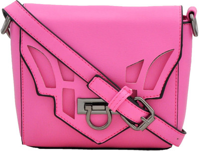 

adhira Women Casual Pink PU Sling Bag